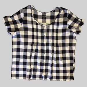 Woman Within Black & White Gingham Button-Front Blouse (2X)